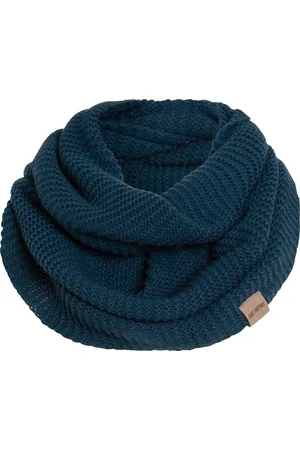Knit Factory Jamie Gebreide Colsjaal - Ronde Sjaal - Nekwarmer - Wollen Sjaal - Donkerblauwe colsjaal - Dames sjaal - Heren sjaal - Unisex - - One Size