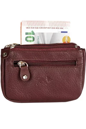 ARRIGO BELLO Sleuteletui met rits – - Kleine portemonnee Dames – Portemonnee – Soepel Leer - Rood