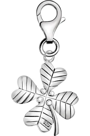 quiges – 925 - Zilver – Charm - Bedel - Hanger - 3D Klavertje 4 - met – sterling - zilver - karabijnslot - geschikt - voor -Bedelarmband HC073