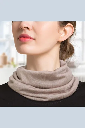 Merkloos Wollen warme hoofddoek dames effen kleur sjaal dubbele laag herfst en winter veelzijdige gebreide halskraag kleine sjaal (32x19cm)