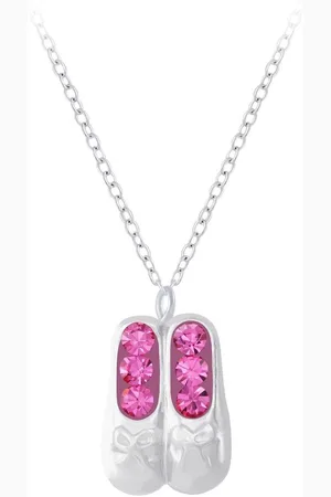 JYC Joy|S - Zilveren ballet ballerina schoentjes hanger met ketting 36 cm + cm kristal
