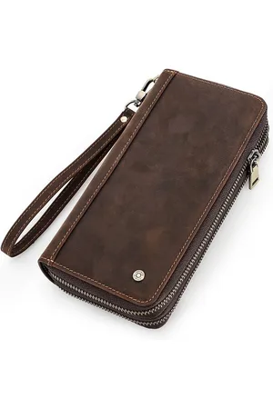 Contacts Luxe leren handtas heren Crazy Horse Leather - portefeuille heren - mannen cadeautjes cadeau voor man - portemonnee heren pasjes houder - Top kwaliteit Leer