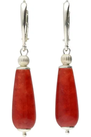 Bela Donaco Oorbellen Art Deco – Rode Jade – Sterling Zilver