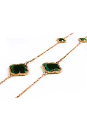SOPHIE Model Fiori gesloten klavers collier in zilver roze verguld donkergroene klavers