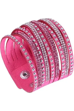 Fako Bijoux® Armband - Breed - Strass - Fuchsia