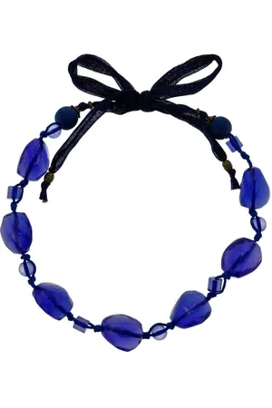 Behave Blauwe kralen ketting met strik
