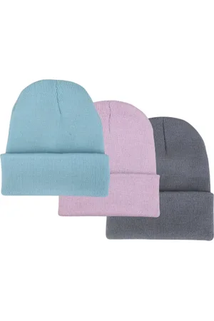 ASTRADAVI Beanie Hats - Muts - Warme Unisex Skimutsen Hoofddeksels - 3 Stuks Winter Mutsen - , Lichtpaars, Lichtgrijs