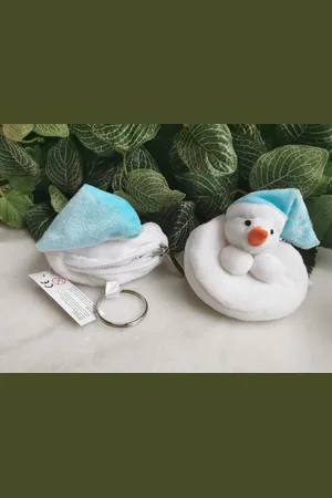 Merkloos Set van 2 geldbeugels sneeuwpop voor aan de boom of op de feesttafel om een cent te geven als geschenk