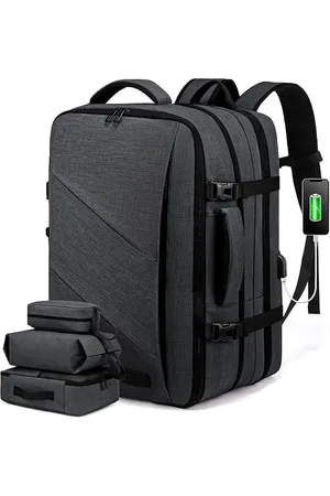 Merkloos Reisrugzak voor dames en heren, handbagage, grote uitbreidbare rugzak, goedgekeurde handbagage rugzak, laptoprugzak 15,6 inch/45,7 cm/45,7 cm, weekendtas voor wandelen