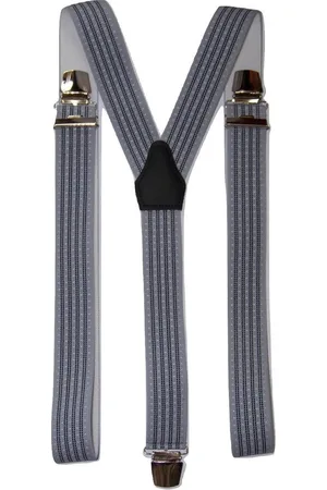 Flores Lederwaren Bretels met Donkerblauw streep en Witte stip met brede extra sterke stevige Clips