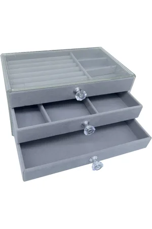 Merkloos Sieradendoos Fluweel - 3 Lades - 23x13,5x11 cm