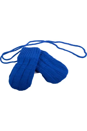 P&T Wanten Kinderen met Touwtje - Gebreid - Blauw - 2-3j
