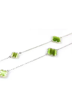 SOPHIE Model Fiori gesloten klavers collier in zilver groene klavers