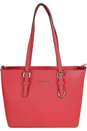 Merkloos Saffiano handtas Flora & Co rood klein