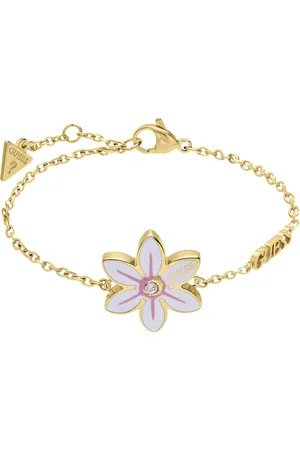 Guess Dames stalen goldplated armband WHITE LOTUS - Armband - Staal - Goudkleurig - 19 cm