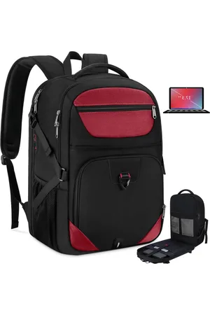 Merkloos Grote laptoprugzak 17 inch USB-oplaadpoort waterdicht herenrugzak tieners zwart-rood