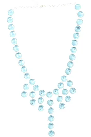 Behave Dames ketting zilver kleur met blauwe stenen en hangers 44 cm