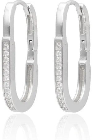 Zilver Oorringen - en Oorbellen met Zirkonia - Charming Huggie Lock Earrings Silver - Amona Jewelry