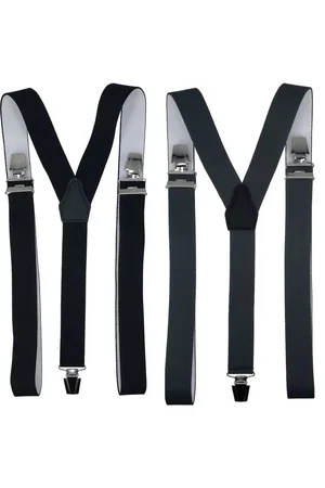 Flores Lederwaren Duopack Bretels Zwart/Grijs met brede extra sterke stevige Clips