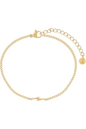 essentialistics Armband gevlamd bliksemschicht - Volwassenen - Goudkleur - Stainless steel (verkleurt niet) - Verlengkettinkje