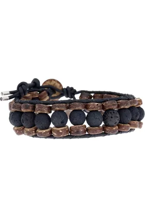 Bela Donaco Armband Classic B8 - - Lavasteen - kokos - leer