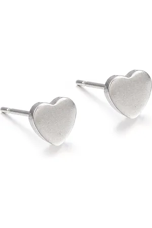 No Evil Stalen oorknopjes met 6mm plat hartje