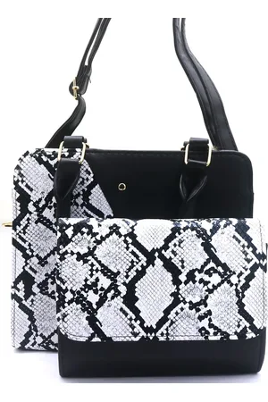 Merkloos Set Tassen Dames - Handtas en Clutch - Slangenprint - PU Kunstleer - 25x21,5x10 cm