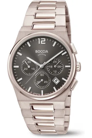Boccia Titanium 3741-02 Heren Horloge - Chronograaf - Saffierglas - Zilverkleurig - 39 mm breed - Quartz - Vouw/Vlindersluiting - 5 ATM (douchen)