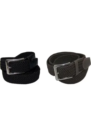 Flores Lederwaren Duopack Zwart Olijf XXL - Elastische Comfort Riem - maat 150 - Gevlochten - 100% Elastisch - Nikkelvrije Gesp