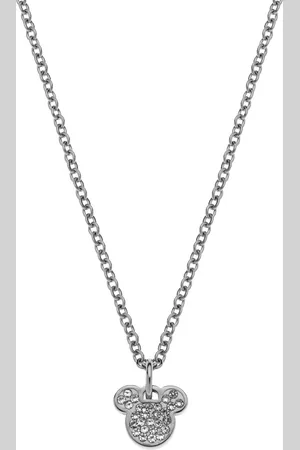 Disney 4-DIS037 Mickey Mouse Ketting - Mickey Collier - Sieraden - 35+5cm Lengte - Ankerschakel 2mm - Hanger 9x9mm - Staal - Hypoallergeen - Kristal - - Goudkleurig