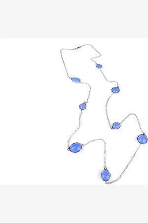 SOPHIE Zilveren halsketting collier halssnoer Model Bubbels gezet met blauwe stenen