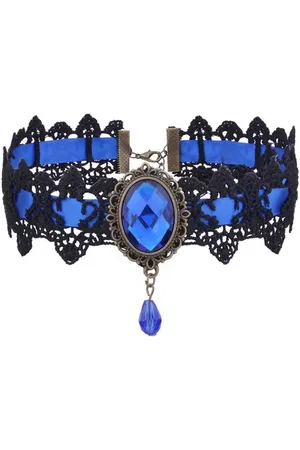Akyol Choker - gothic ketting - choker ketting dames - Blauwe ketting - 50 cm - chique ketting – dames – kanten ketting