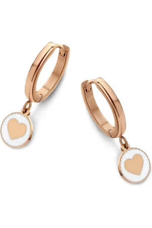 CO88 Beloved 8CE 70098 Stalen Oorringen - Hart 8 mm - / Wit