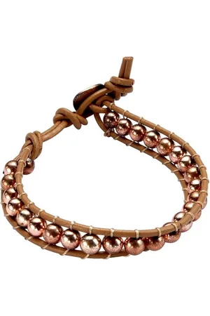 Behave Armband van imitatieleer met kraaltjes