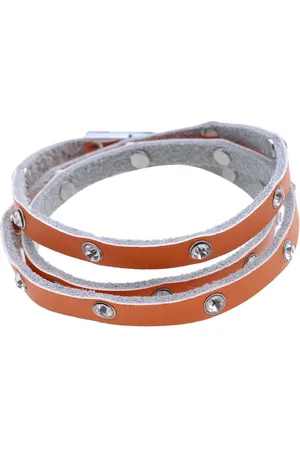 Behave Armbandje van imitatieleer met steentjes
