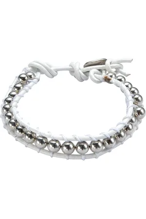 Behave Armband van imitatieleer met kraaltjes