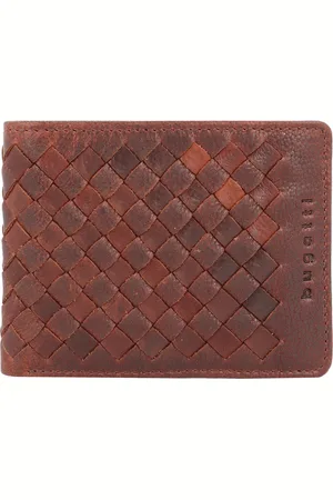 Bugatti Leren Portemonnee Woven Small Wallet Bruine