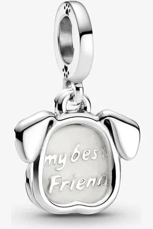 Fler ® | Bedel | Past op populaire bedel armbanden (standaard-3mm) | armbandbedel | My Pet Dog | My Best Bestfriend | Hond | Hangbedel Charm | 925 Sterling | Emaille | Wit | Kerstcadeau | Sinterklaas Cadeau | Valentijn kado