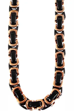 Akzent Koningsketting - Unisex - Edelstaal - Stalen Ketting - Goud/Zwart - Ø8mm / 60cm.