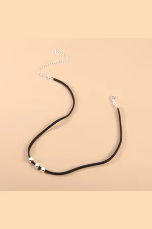KJG Zwarte Choker met Zilverkleurige Kralen