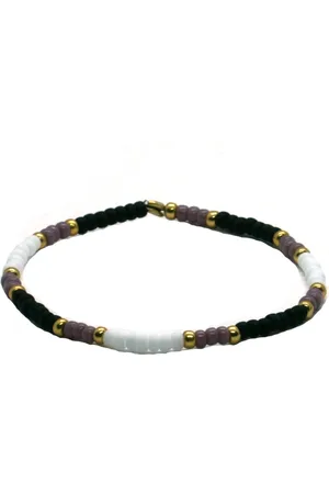 Heaven Eleven Armband mix lila wit- goud rvs - 3mm