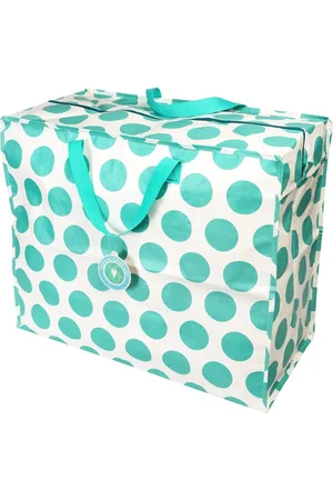 Rex London XXL tas / Jumbo tas turquoise on cream / Groene stip