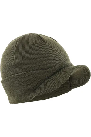 Merkloos Warm Visor Beanie Hoed - Unisex Heren Outdoor Winter Hoed met Peak - Dubbel Gebreid