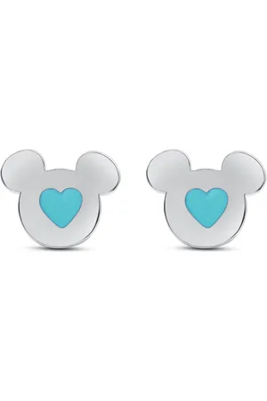 Disney 4-DIS048 Mickey Mouse Oorbellen - Mickey Oorknopjes - Sieraden - 7,2x7,7mm - Hartje - Staal - Hypoallergeen - Zilverkleurig