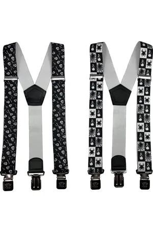 Flores Lederwaren Halloween Duopack bretels met stevige sterke brede stalen clips