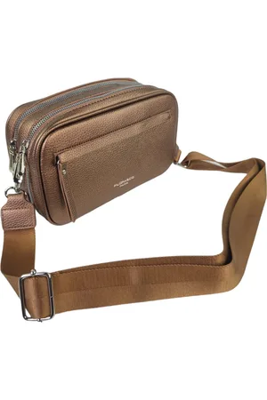 Flora & CO Flora&Co - Paris - Crossbody handtas - 2 vakken met rits - instelbare riem - bruin metallic