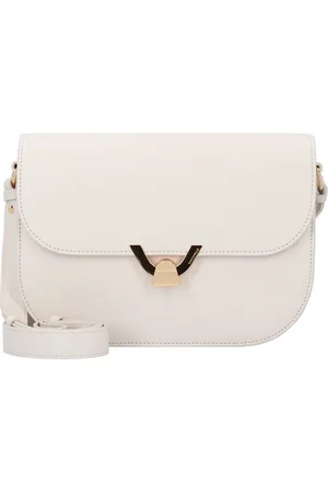 Coccinelle Leren Schoudertas Dew Handbag Grained Leather Crème