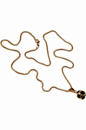 esde2 60cm x 3mm Jasseron Ketting + 3D Voetbal Hanger Unisex - Verguld Roestvrij Staal - Voetbalhanger Dames - Heren