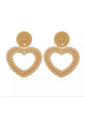 Akyol Hartjes oorbellen – bohemian - rieten oorbel - bohemian sieraden - vintage oorbellen - ibiza oorbellen - festival oorbellen -ichtbruin -Cadeau - oorbellen - leuke oorbellen – bruine oorbel – festival – vintage oorbellen