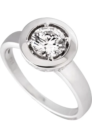 DIAMONFIRE Ring - zilver gerodineerd - zirkonia - 4 poot chaton - maat 60